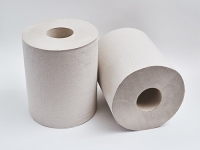 Бумажные полотенца со втулкой в рулоне, серые, 1 слой, 1 рулон, 6 шт/уп